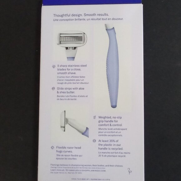 FLAMINGO LILAC RAZOR HANDLE KIT with 2 REFILLS/CARTRIDGES and 36 REFILLS - Picture 7 of 10